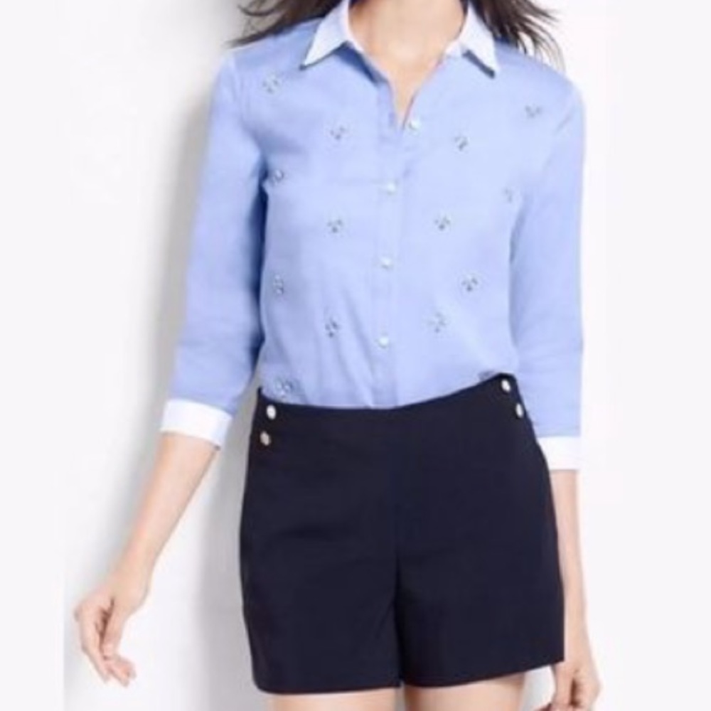 Jeweled 3/4 Sleeve Ann Taylor Button Up
